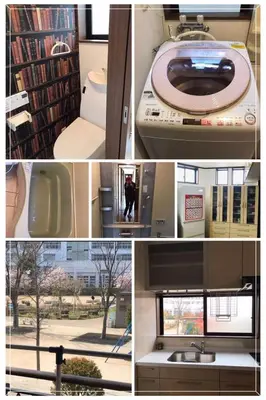 a collage of photos of a building with a bath tub at \u4e00\u53f6\u8ed2 \u6771\u4eac\u6c11\u5bbf One-Leaf House in Tokyo