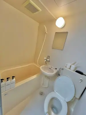 a small bathroom with a toilet and a sink at 5min to\u65b0\u5bbfShinjuku in Tokyo