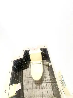 a bathroom with a toilet in a tiled wall at Asakusa Sakura-1F in Tokyo
