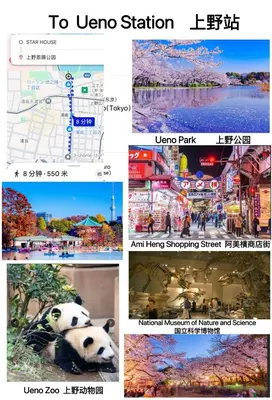 a collage of photos of various sights and buildings at star house akihabara ueno tokyo in Tokyo