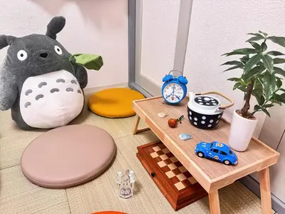 a toy room with a toy car and a table at Motosakura 301, direct access to Narita and Haneda, 2 beds, 5 train lines, elevator, free bicycle rental, luxury double bed in Tokyo
