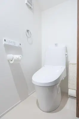 a bathroom with a white toilet in a room at Skytree House Oshiage New 3-story Villa, 2 Showers, 2 Toilets, 4 Rooms, 3 min walk to Oshiage Station in Tokyo