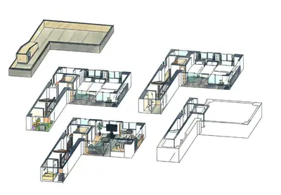 a rendering of the floor plans for a proposed apartment at \u3068\u307e\u308a\u30fc\u3068Stay \u897f\u4e94\u53cd\u7530 Tomareat Stay Nishi-Gotanda in Tokyo