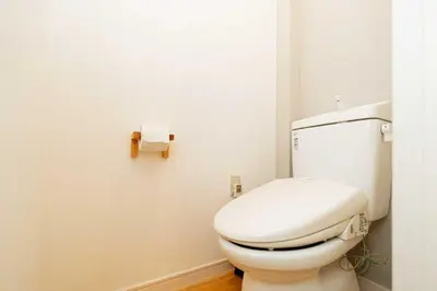 a bathroom with a white toilet in a room at Nine Lane Nippori II in Tokyo