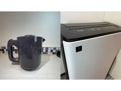 a coffee pot sitting on top of a refrigerator at ASTA HOTEL - Vacation STAY 87233v in Tokyo