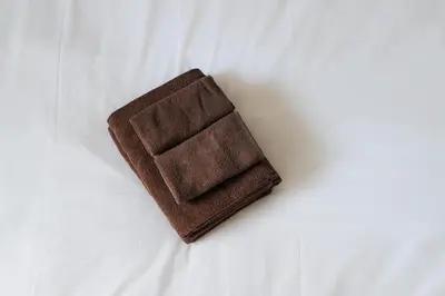a brown towel sitting on top of a bed at Sakura RYOKAN MEJIRO2 in Tokyo