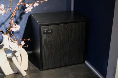 a black box next to a toilet in a room at Sakura RYOKAN MEJIRO2 in Tokyo
