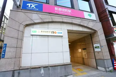 an entrance to a building with a sign on it at Shin-Okachimachi I Metro 6 minutes I Direct To Airport in Tokyo