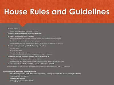 a document with the words house rules and guidelines at Newly opened! Shibuya Mishuku Sky Terrace in Tokyo