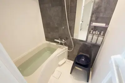 a small bathroom with a tub and a sink at \u30aa\u30fc\u30d6\u30ea\u30aa\u30f3\u6075\u6bd4\u5bff203 in Tokyo