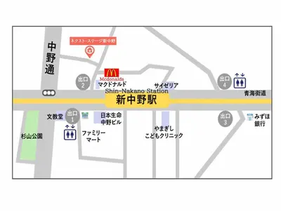 a map of the subway station incheonachiachiachifecturefecture at Shinjuku 5 min, 1 min walk from Shinnakano Station, Room 202 in Tokyo
