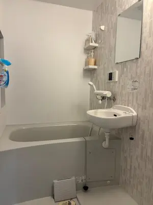 a bathroom with a sink and a bath tub at Pad Foot in Tokyo