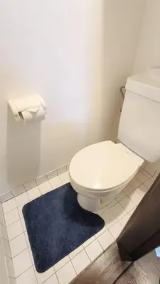 a bathroom with a white toilet and a blue rug at Shinjuku 2bed rooms sunny apart ment#2室1厅阳光公寓#高速无限制网路2&2 in Tokyo