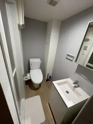 a small bathroom with a toilet and a sink at Urban Nest Otsuka 301 JR OTSUKA STATION in Tokyo