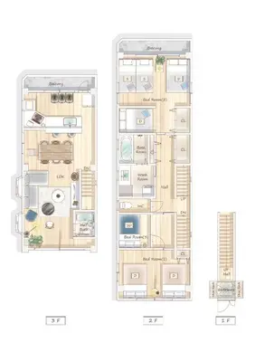 a floor plan and elevation of a condo at HOTEL AndPlace Sasaduka in Tokyo