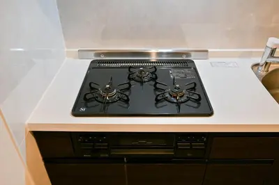 a stove top oven sitting on top of a counter at Seed INN Iori-\u5eb5- in Tokyo