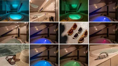 a collage of photos of a bathroom with a tub at Charme Hotel, Romantic Hideaway in Central Tokyo in Tokyo