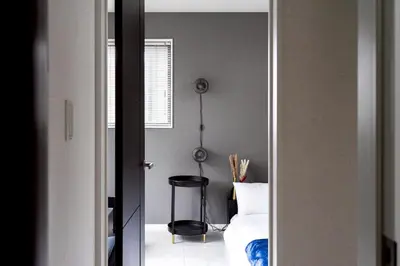 a bedroom with a mirror and a bed and a stool at 30 sec to Station,4min to Skytree,82sqm,Sleeps 8,Free Parking,Close to Akihabara Asakusa Ueno in Tokyo