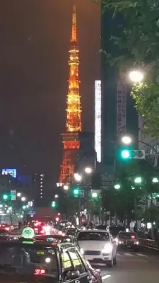 a view of the eiffel tower at night at Aila Room in Tokyo