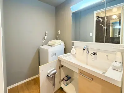 a bathroom with a sink and a mirror at \u6e0b\u8c37\u611b\u306e\u6cca in Tokyo