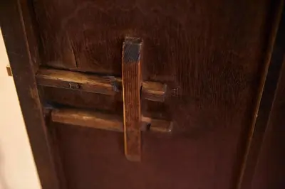 a close up of a wooden door with a latch at Wa Modern stay Mukoujima Skytree Asakusa 10min in Tokyo
