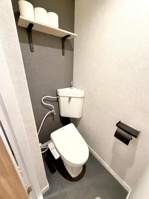 a bathroom with a white toilet and a shelf at #403 Tokyo Ryogoku Hokusai Katsushika in Tokyo