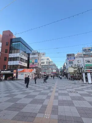 a city street with people walking in a city at MIKI HOUSE Families and groups welcome \u65b0\u5c0f\u5ca9 private in Tokyo