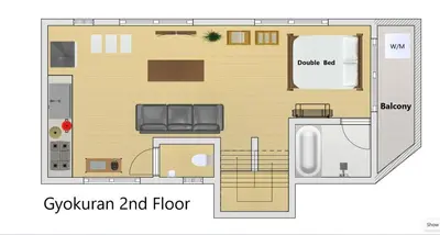 a floor plan of a small apartment at -Gyokuran- 6-minute walk from Shin-Okubo Station in Tokyo