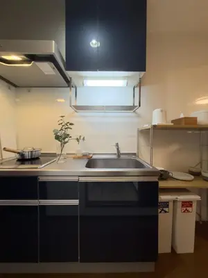 a kitchen with a sink and a stove at ISSHUKU NOMA\u6c60\u888bII 101 - Spacious Room for 5 Guests in Tokyo