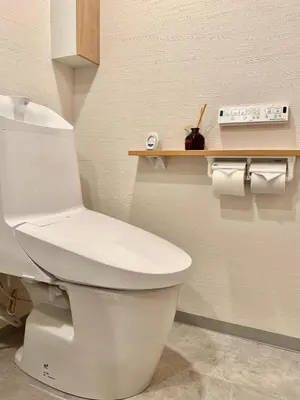 a bathroom with a white toilet in a room at ISSHUKU Noma \u5317\u65b0\u5bbfI -302 Quad Room in Tokyo