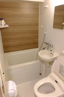 a bathroom with a toilet and a sink at Shinjuku Kabukicho Apt XI in Tokyo