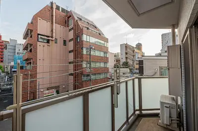 a balcony with a view of a building at Louis stage asakusa in Tokyo