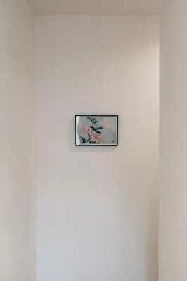 a framed picture of birds on a white wall at 4LDK Skytree Retreat in Tokyo