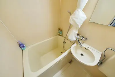 a small bathroom with a sink and a bath tub at 22\u30e1\u30be\u30f3\u30b8\u30e5\u30cd\u30b9 in Tokyo