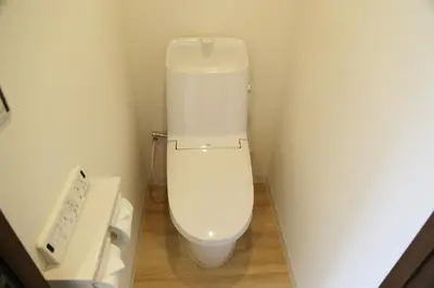 a bathroom with a white toilet in a corner at PR204 Shinjuku Perfect location for Kabukichō in Tokyo