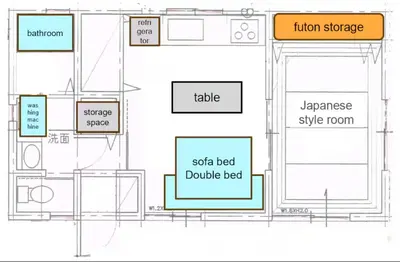 a floor plan of a building at Wood River House \u9580\u524d\u4ef2\u753a\u99c5 \u6728\u5834\u99c5 in Tokyo