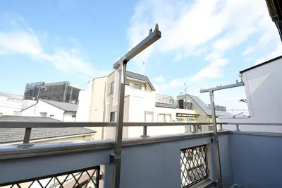a metal railing on top of a balcony at Cozy house Tokyo in Tokyo