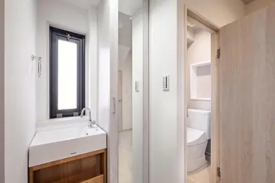 a bathroom with a sink and a toilet at JR Itabashi 1min walk 4BR Ikebukuro 1, Shinjuku 2, Shibuya 3 in Tokyo