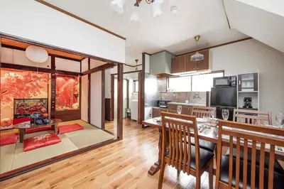 a kitchen and living room with a dining room at SAKURA villa \uff21166 in Tokyo