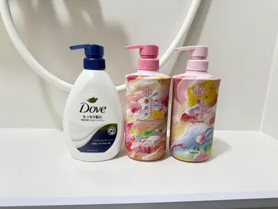 three bottles of detergents sitting on a shelf at Shinjuku Area 5F Shinjuku Apartment No elevator in Tokyo