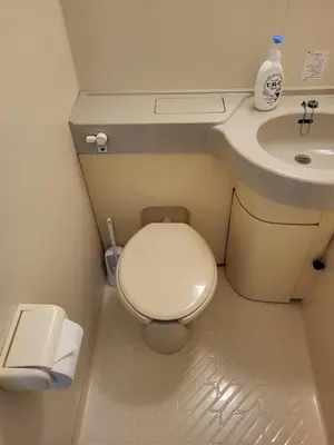 a small bathroom with a toilet and a sink at 2 Units in 1 Listing near Nakano CBD and Broadway in Tokyo