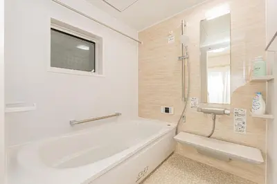 a white bathroom with a tub and a sink at Newly Built 4-Bedroom House in Shopping Street, 8-Min Walk from Akabane Station in Tokyo