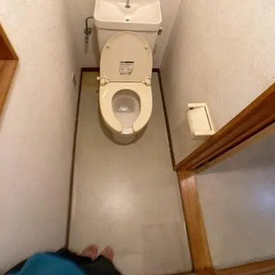 a small bathroom with a toilet in a stall at Nekoones Shinkoiwa 1F-\u30cd\u30b3\u30ef\u30f3\u30ba\u65b0\u5c0f\u5ca91F in Tokyo