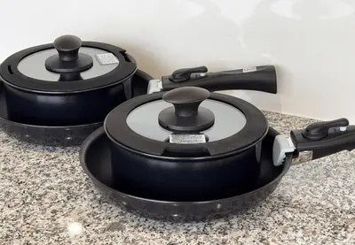 two pots sitting on top of a kitchen counter at Marble TOKYO Base Tabata 102 in Tokyo