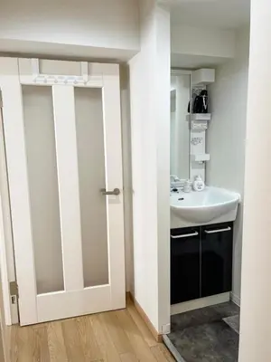 a bathroom with a sink and a mirror at 2F Spacious Apartment in Shinjuku, Shibuya Tokyo in Tokyo