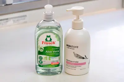 two bottles of cleaning products sitting on a counter at Urban Hills IKEBUKURO 51sqm Big 1LDK 5people Beautiful Japanese Interior in Tokyo