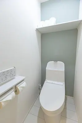 a bathroom with a white toilet in a room at Otsuka 7 mins one stop to Ikebukuro mansion with garden in Tokyo