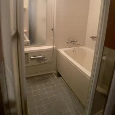 a bathroom with a tub and a sink and a bath tub at Nekoones Shinkoiwa 2F Guest House-\u30cd\u30b3\u30ef\u30f3\u30ba\u65b0\u5c0f\u5ca92F \u30b2\u30b9\u30c8\u30cf\u30a6\u30b9 in Tokyo