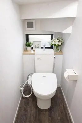 a bathroom with a white toilet in a small room at Prime Shinjuku - 12min to Kabukicho - Quiet Park Area - Entire House - 3BD 6Beds - 70 sqm 750 sqft in Tokyo