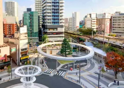 a view of a city with a building at 2BR 35m2 Bright Parkside Apt - JR 8 min Shinjuku in Tokyo